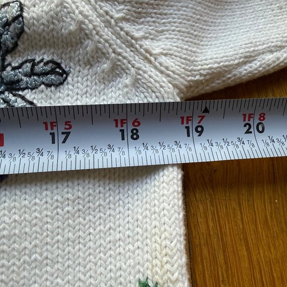Vintage Talbots Size PS White Cotton Silk Blend Butterfly Ladybug Knit Cardigan - Picture 7 of 16